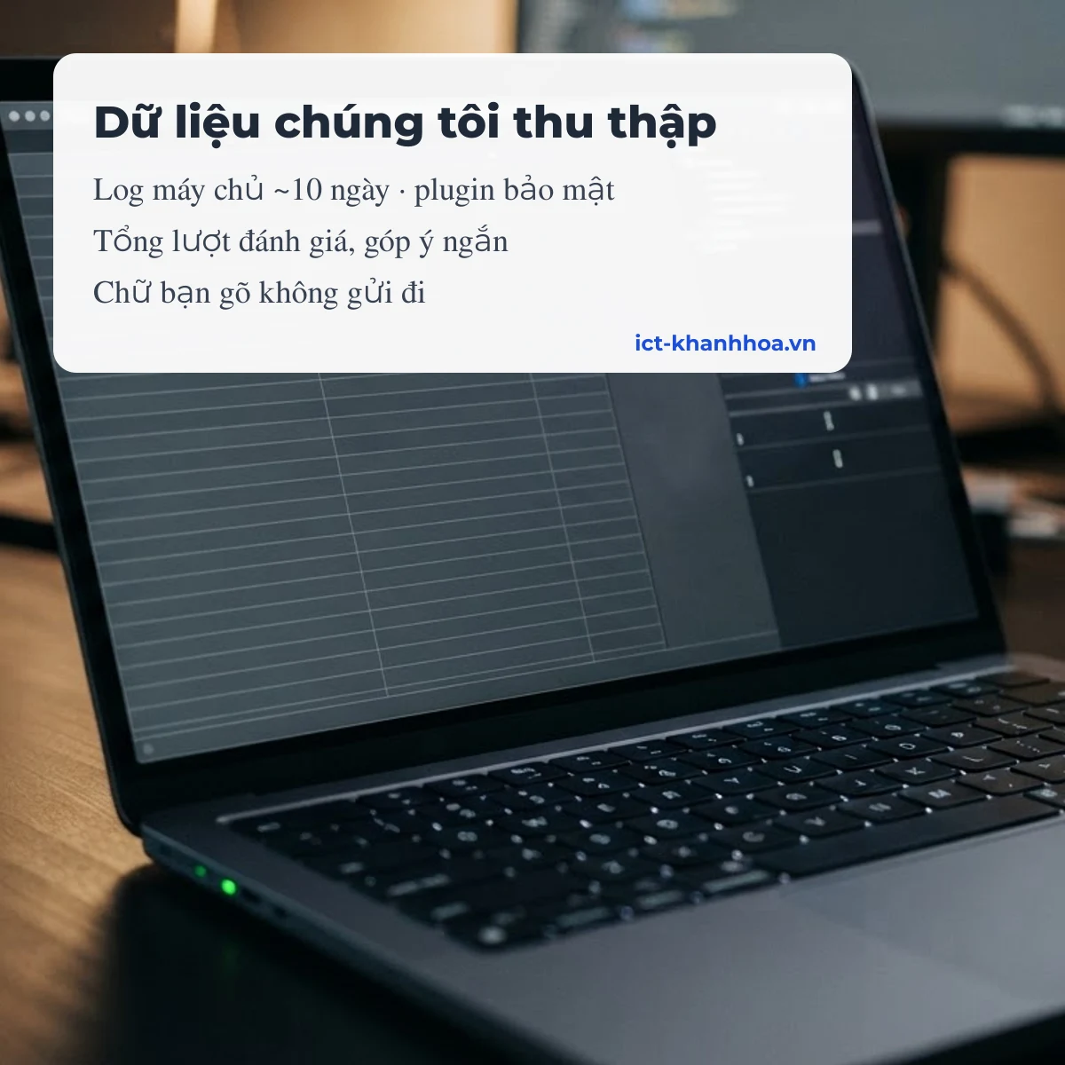 Dữ liệu Tin Học Khánh Hòa thu thập: log máy chủ, nút đánh giá, Cloudflare