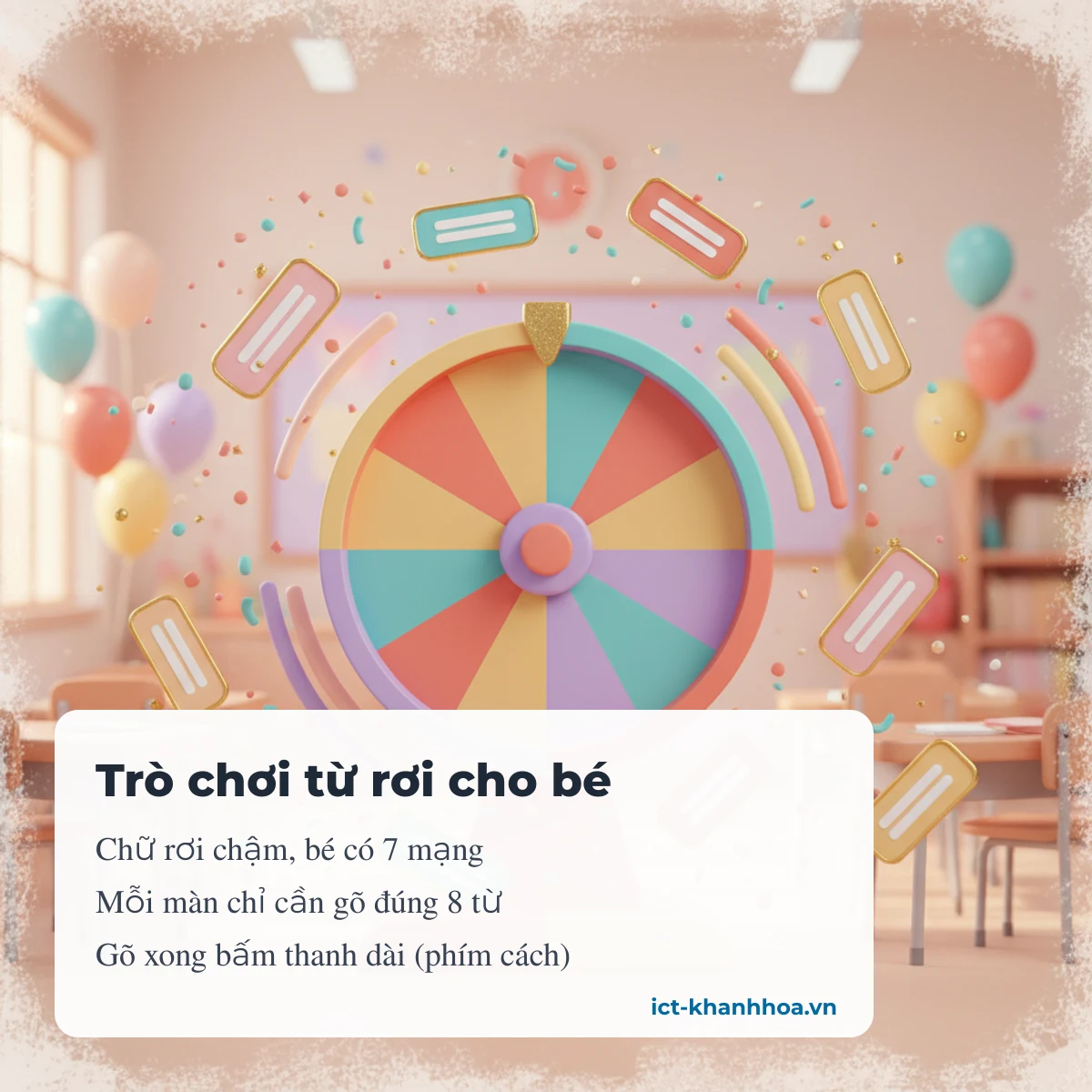 Trò chơi từ rơi chậm cho trẻ em tập gõ phím